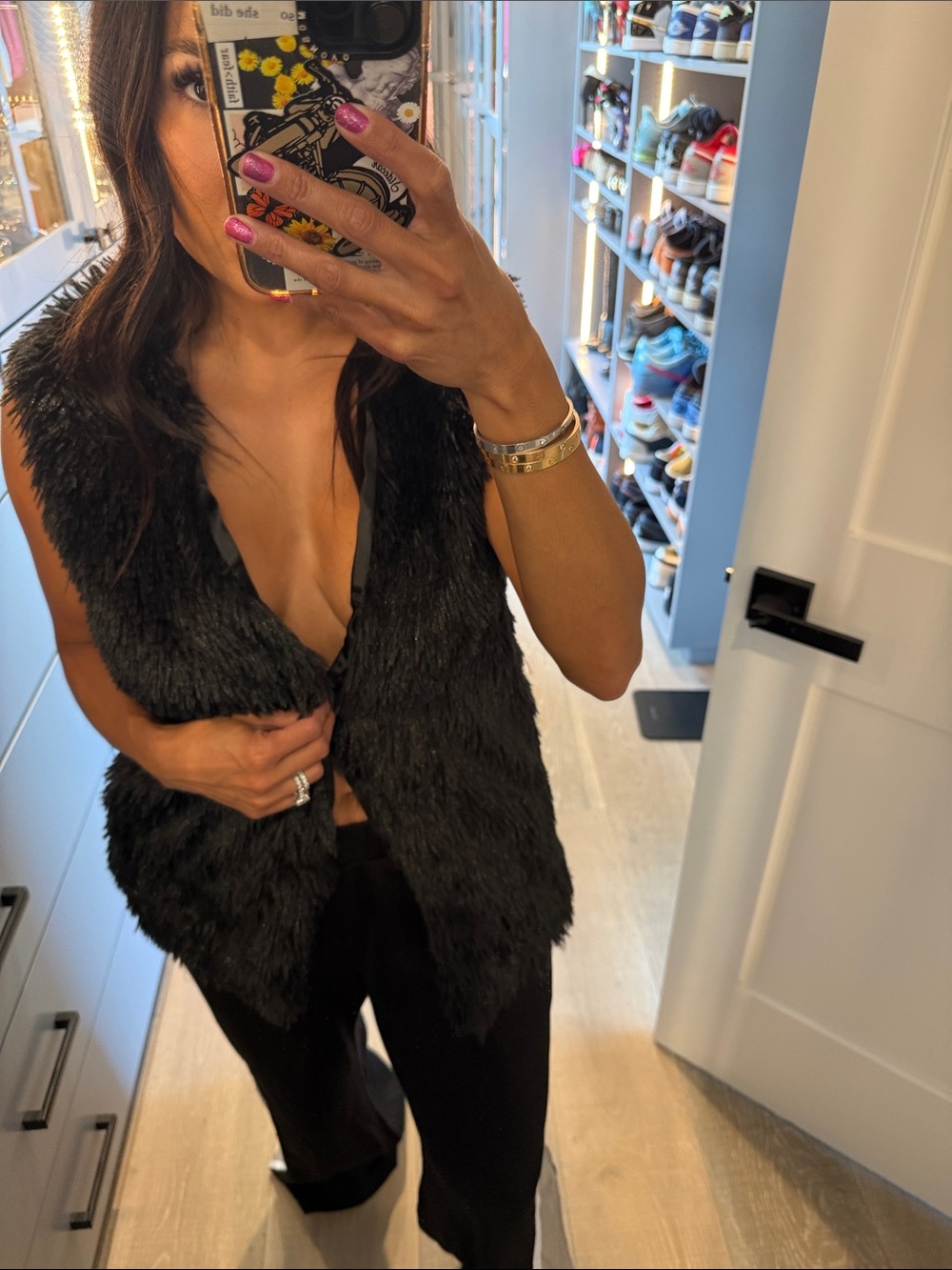 Faux Fur Vest - Black
